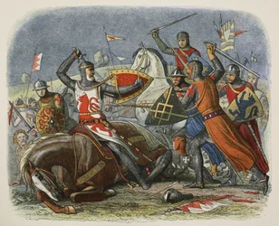 De Montforts død, 12. august 1265, fra A Chronicle of England BC 55 til AD 1485, pub. London, 1863